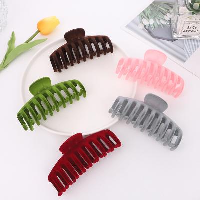 China Korean Solid Big Claw Hair Accessories Women Girls Hair Clip Hairpin Elegant Flocking Acrylic Hairpin Women Hair Accessories for sale