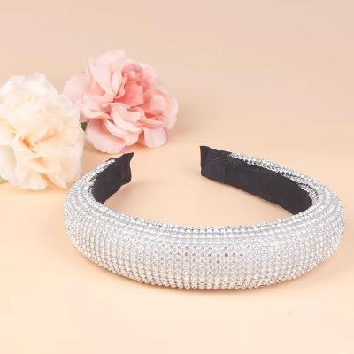 China Headdress Decoration Factory Direct Sales Border Hot Sales Sponge Diamond Hair Band Wide Edge Rhinestone Hair Band For Daily Life for sale