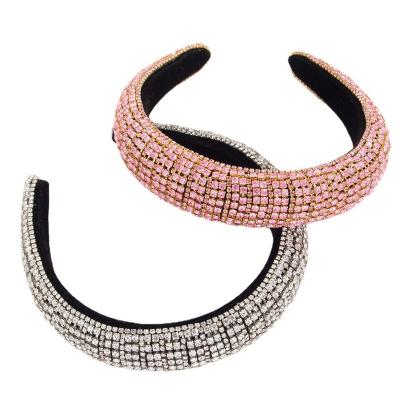 China Baroque Fashion Crystal Beads Headband For Women 702 ladies hair decoration catwalk personality new color luxury rhinestone headband for sale