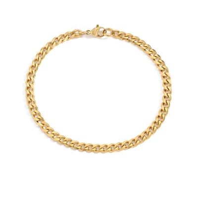 China 2022 CLASSIQUE Minimalist Stylish Stainless Steel 14K Gold Cuban Bracelet 4mm 6mm 8mm for sale