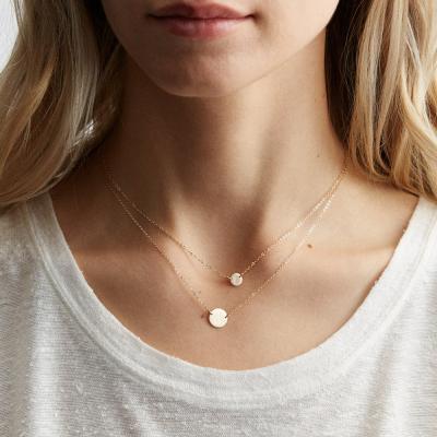 China Fashionable Jewelry Stainless Steel Coin Necklace Women Gold Plated Jewelry Double Disc Necklace Environmentally Friendly Layered Choker 2021 for sale