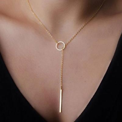 China INS 2022 environment-friendly style lasso trendy bar circle jewelry stainless steel women's fashion pendant necklace wholesale for sale