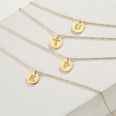 China Fashion Letter Pendant Necklace For Women Gold Diamond A-Z Necklace With Letter DIY Chain Hip Hop Custom Jewelry for sale