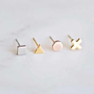 China Wholesale Trendy Minimalist 14k Gold Women's Triangle Earrings Stainless Steel Stud Earrings Jewelry Trendy for sale