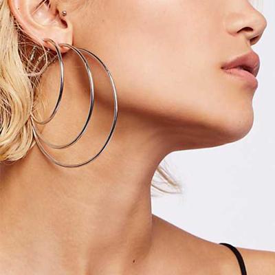 China Environmentally friendly wholesale simple America and Europe pop earrings retro girls oversized large circle earrings for sale