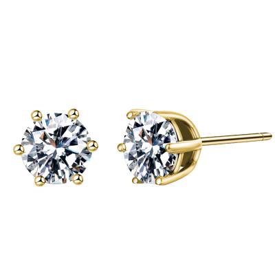 China Jewelry Environmental Friendly Zircon Female Fashion 14K Gold Plated Stainless Steel Zircon Stud Earrings Wholesale for sale