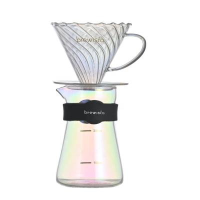 China Brewista V60 Viable Hot Sales Borosilicate Coffee Set Reusable Glass Coffee Dripper Set for sale