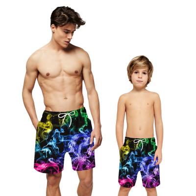 China Anti-Wrinkle Amazon 2022 New Arrive Colorful 3D Printing Father Son Clothing Beach Wear Swim Shorts Custom Jogger Boardshort for sale