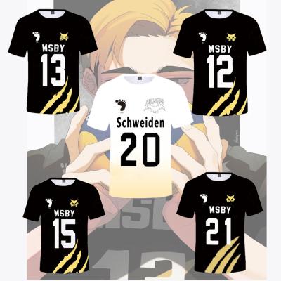 China parride Customized Animation Black Cosplay Clothing 3D Printed Hooded Boy's Sports Short Sleeve T-shirt Girl's Volleyball Tank Top Design for sale