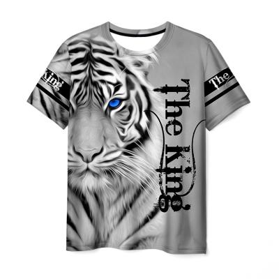 China China Factory Anti-wrinkle Tiger Print Men's Round Neck Breathable Custom Men's Oversized T-shirt 1pcs Drposhipping for sale