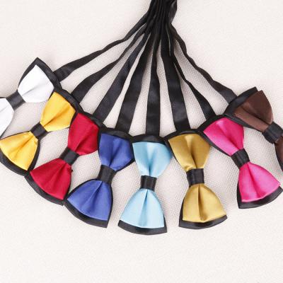 China 100% Polyester Solid Colors Boys Single Butterfly Girls Bow Ties Two Tone Bow Ties for sale