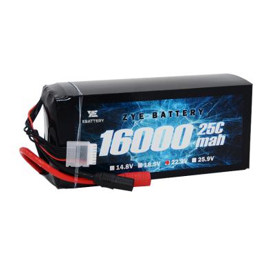 China High Rate Capability ZYE 25C 22.2V 16000mah 6s 22000mah 24000mah 7s 25.9v High Discharge Rate Lipo Battery Pack for sale