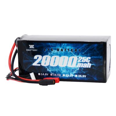 China High Rate Capability 20000 Battery Pack 22.2v 16ah 6s lipo 20000mah lipo rechargeable battery for sale