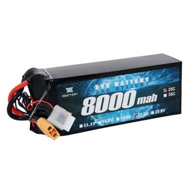 China High Rate Capability Rechargeable 7.4V 11.1V 22.2V 8000mAh Lithium Polymer Lipo Battery Pack For FPV Helicopter for sale