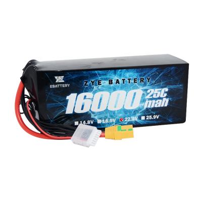 China High Rate Capability 16000mah 22000mAh 22.2V 25C 6S1P Lipo Battery Pack with AS150 +XT150 Plug for UAV Drone for sale