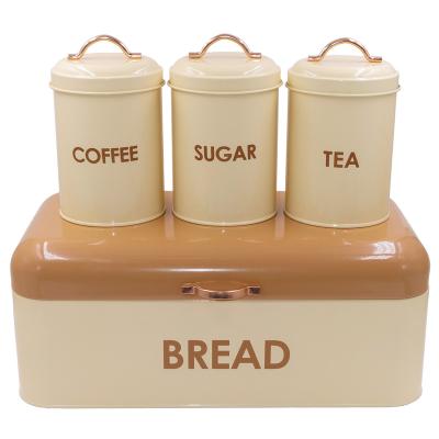 China Freshness Preservation Good Quantity Hot Sale Kitchen Use Porwder Coating Yellow Bread Bin And Sealed Canister Design Classic Bread Bin For Kitchen for sale