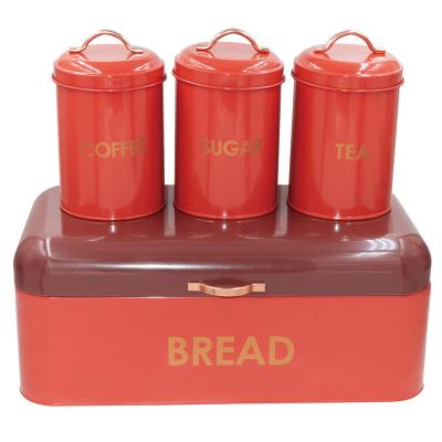 China Freshness Preservation Good Quantity Hot Sale Kitchen Use Porwder Coating Red Bread Bin And Sealed Canister Design Classic Bread Bin For Kitchen for sale