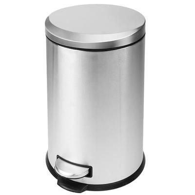 China Pressing Type 12L Moon Lid Home Trash Can Bathroom Waste Bin Living Room Footprint Pedal Trash Can With Soft End for sale