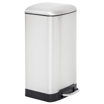 China 30L Stainless Steel Hot Sale Indoor Trash Can Fingerprint Proof Trash Can Rectangle Pedal Type Indoor Kitchen Trash Can With Soft End for sale