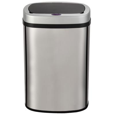 China New Design 50L Stainless Steel Sensor Trash Can Power Smart Auto Saving Waste Bin Fingerprint Proof Trash Can for sale