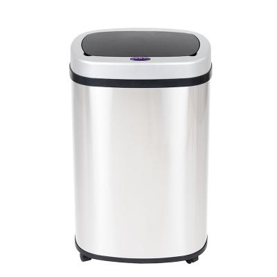 China 2021 Sales 50L Large Sensor Power Bin Sensor Stainless Steel Fingerprint Proof Dustbin Hot Sustainable Indoor Smart Automatic Saving Trash Can for sale