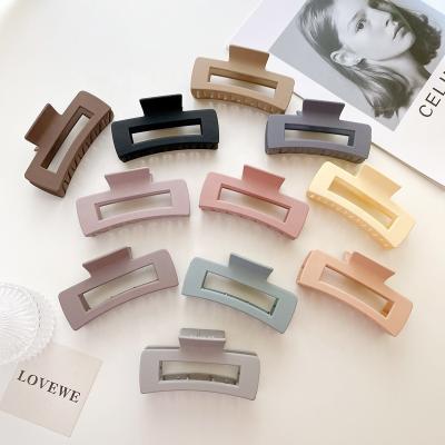 China 10.5cm Large Rectangle Matte Paint Plastic Hair Claw Solid Color Resin Women Hair Clip Accessories Wholesale Modern Minimalist For Thick Hair for sale