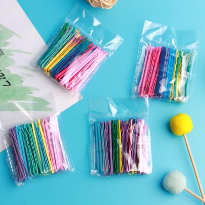 China Colorful Flat U-shaped Hairpins Clips Soft Clip Black Slide Hair Women Hairpins Box Hair Accessories Children Cartoon Clips for sale