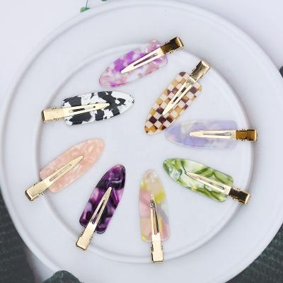 China Custom Wholesale 6cm Fashion Women Girls Gold Name Tortoise Acrylic Cellulose Acetate No Bend Hair Pins No Crease Clips for sale