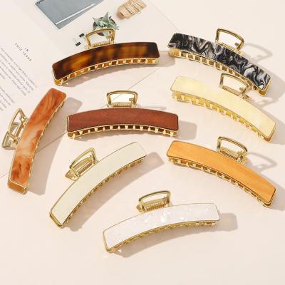 China Fashion Marble Stone Alloy Wooden Hair Claws Claws Wholesale Metal Hair Accessories Gold Acrylic Claw Clip For Women for sale