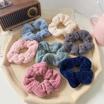 China New Arrival Sweet Winter Autumn Personalized Designer Ponytail Hair Band Accessories Elastic Ties Bars Gingham Corduroy Scrunchie for sale