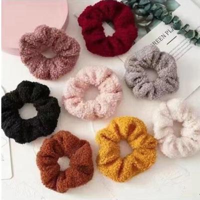 China Wholesale Soft Teddy Fluffy Fur Fleece Ties Sherpa Fuzzy Fluffy Fluffy Hair Scrunchie Winter Scrunchie for sale