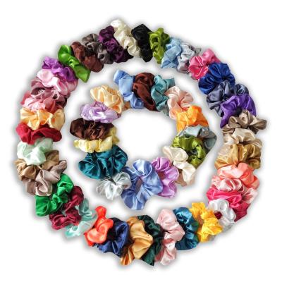 China Silk Satin 54 Solid Colors Women Girls Ponytail Holder Elastic Bands Hair Accessories Satin Silk Scrunchies for sale