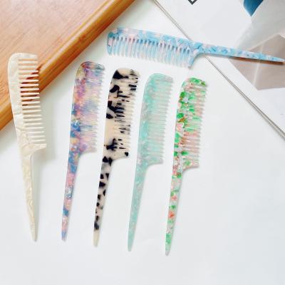 China 25cm Long Home Eco-Friendly Custom Pack Cellulose Acetate Rattail Static Hair Anti Comb Flexible Rake Rat Tail Starting Comb for sale