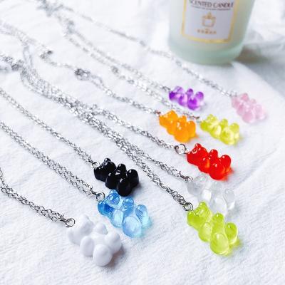 China Cute Quality Decor Acrylic Resin Pendant Charm Jewelry Jelly Candy Gummy Bear Necklace Mini Molds Bears Necklaceconnector Earrings for sale