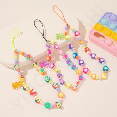 China Cute Cartoon Candy Acrylic Resin Key Chain Plastic Charm Beaded Strap Star Heart Fruit Fruit Bracelet Phone Chains Teddy Gummy Bear Key Chain for sale