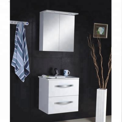 China New Traditional White Wall Mounted Single Mirror Sink Antique Melamine PVC Bathroom Basin Cabinet Bathroom Vanity Cabinets for sale