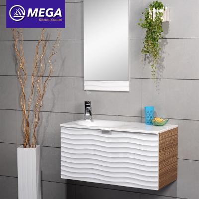 China Contemporary Wall Mounted Furniture Single Series MDF Modern White Mirrored Cabinet PVC Basin Made China Cheap Hotel Wholesale Bathroom Vanity for sale