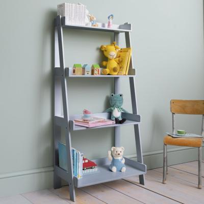 China Living Room Toy Living Room Organizer Furniture Free Standing White Wooden Ladder Shelf for sale