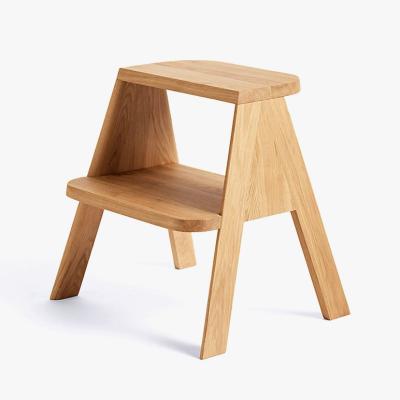 China Modern Oak Wood Color 2 Steps Ladder Stool For Kitchen Stool Adult Chair for sale