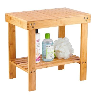 China Modern Bamboo Step Stool For Kids Chair Seat With Storage Shelf Bamboo Bathroom Stool for sale