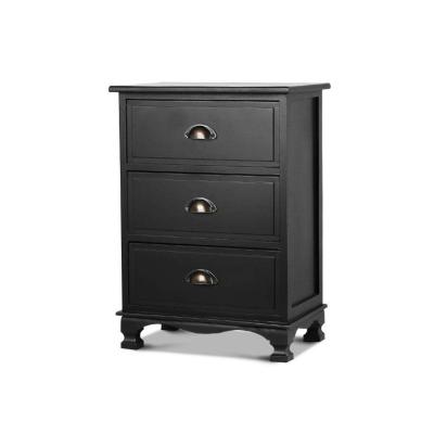 China Black Chinese drawer three drawers bedroom furniture nightstand wooden nightstand storage cabinet for sale