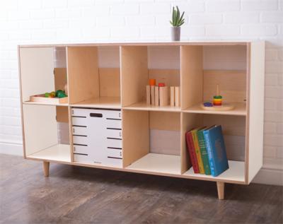 China Modern Wooden Shelf Plywood Cube Display Furniture Toddler Cube Material Storage Shelving for sale