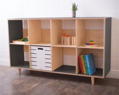 China Modern Children's Bedroom Wooden Open Shelving Children's Book Shelves And Cubes for sale