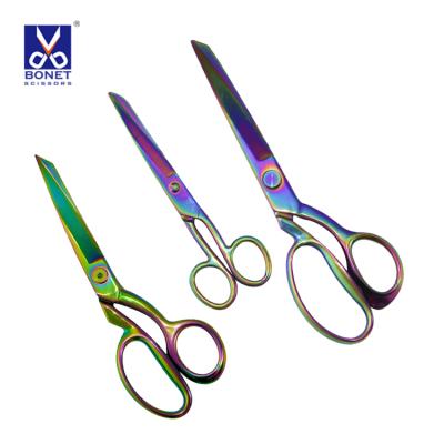 China Titanium Fabric Rainbow Color Tailor Stainless Steel Scissors for sale