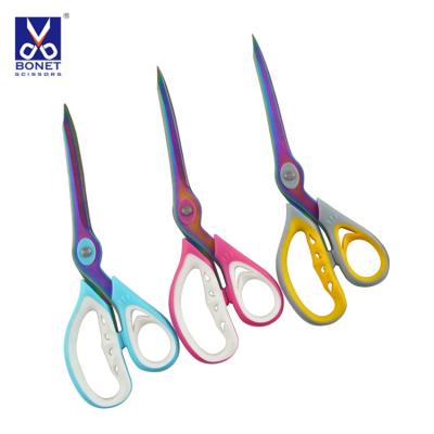 China Fashion Home Design 9 Inch Peacock TPR Handle Office Household Titanium Soft Stainless Steel Scissors for sale