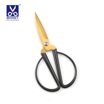 China Large Stainless Steel Sharp Blade Gold Handle Household Tailor Cutting Scissors for sale