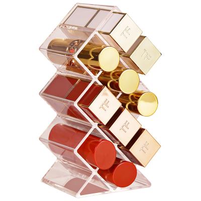 China Showing Goods Fish Shape 10 Holes Lipstick Plastic Storage Box Organizer Acrylic Dustproof Display Desktop Cosmetic Holder For Lipstick for sale