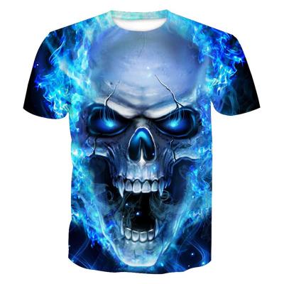 China Anti-Wrinkle Custom Digital Printed 3D Pattern T-shirt Unisex Skeleton Short Sleeve T-Shirts For Women Mens for sale