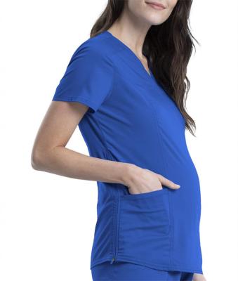 China Modern Maternity Blue Short Sleeve Nurse Lab Trotter Nursing Uniform Blouses For Pregnant Women for sale