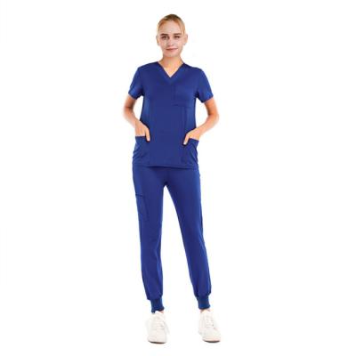 China Factory short fashionable cheap white blue female medical nurses custom sleeve hospital lab scrub uniform for sale